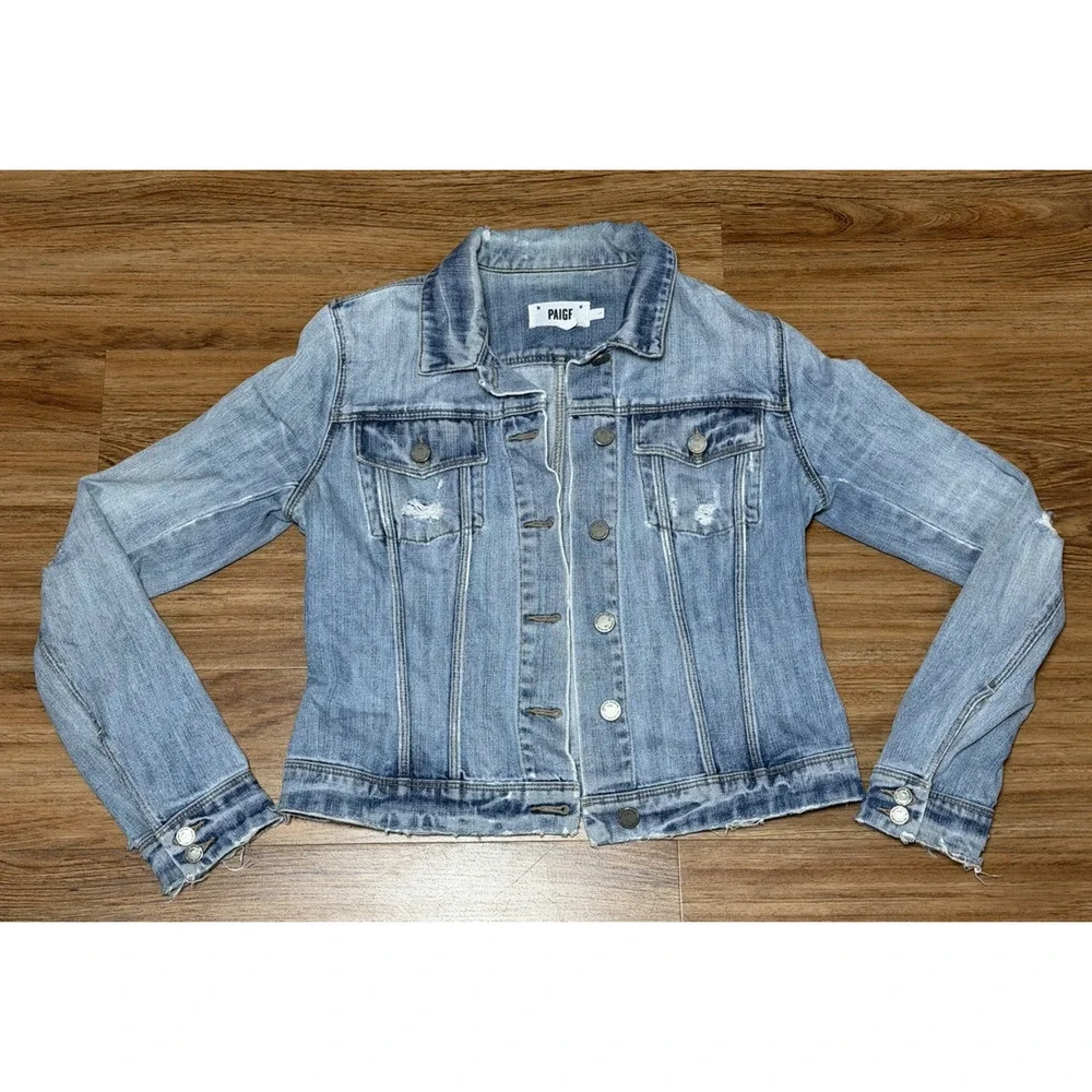 PAIGE Light Wash Denim Jacket in Faded Blue